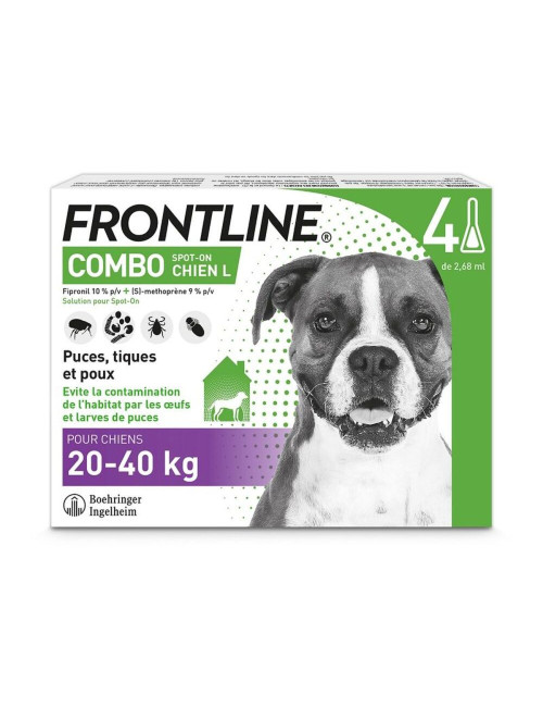 Frontline Combo 20-40kg – 4 Pipettes Antiparasitaires pour Chiens