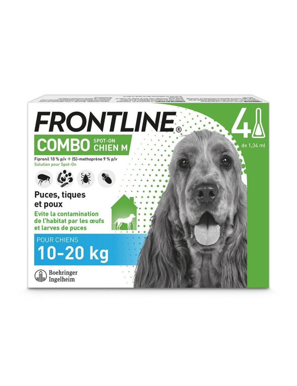 Frontline Combo 10-20 kg – 4 pipettes anti-puces et anti-tiques