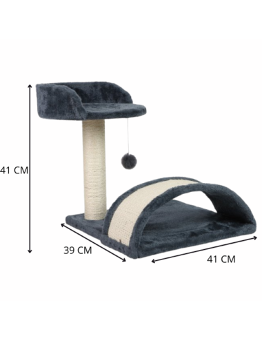 Arbre à Chat L39xL41xH41cm – Griffoir, Perchoir et Jouet Suspendu