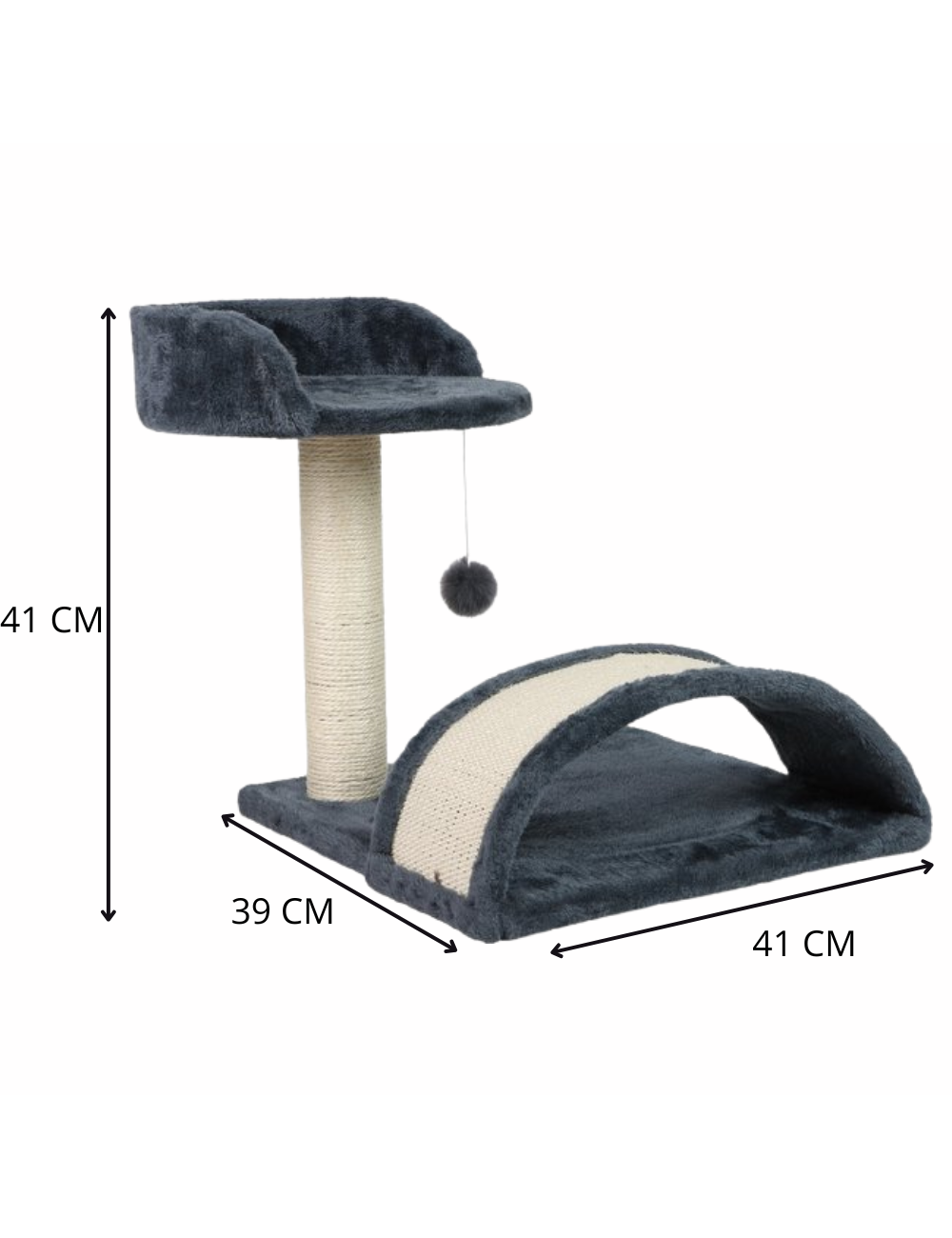 Arbre à Chat L39xL41xH41cm – Griffoir, Perchoir et Jouet Suspendu