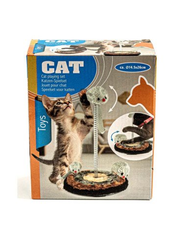 Jouet Chat avec 3 Souris sur Ressorts – Stimulation et Amusement