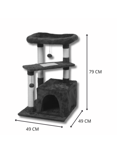 Arbre à Chat avec Niche et Griffoir – Couchage Confortable H79cm