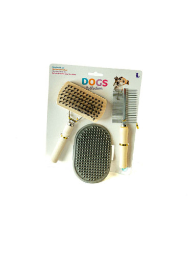 Set de 3 Brosses pour Chien et Chat – Démêlage, Massage et Toilettage