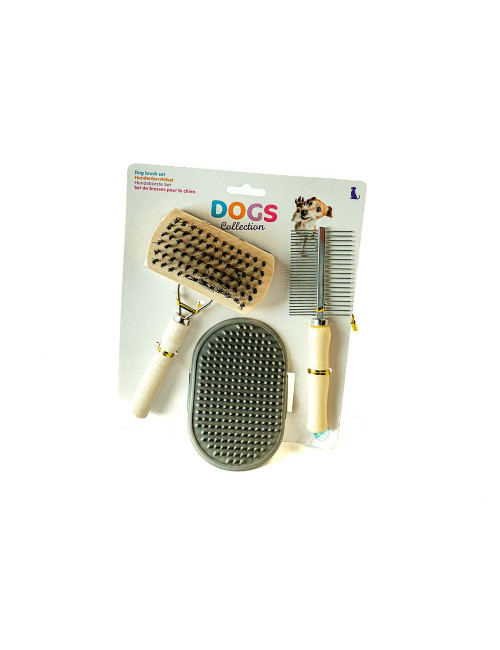 Set de 3 Brosses pour Chien et Chat – Démêlage, Massage et Toilettage