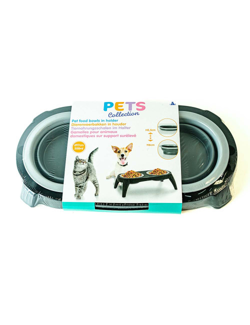 Double gamelle surélevée pour chien et chat - 500ml