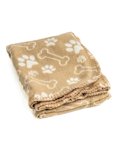 Plaid doux pour chien - Motifs Pattes et Os